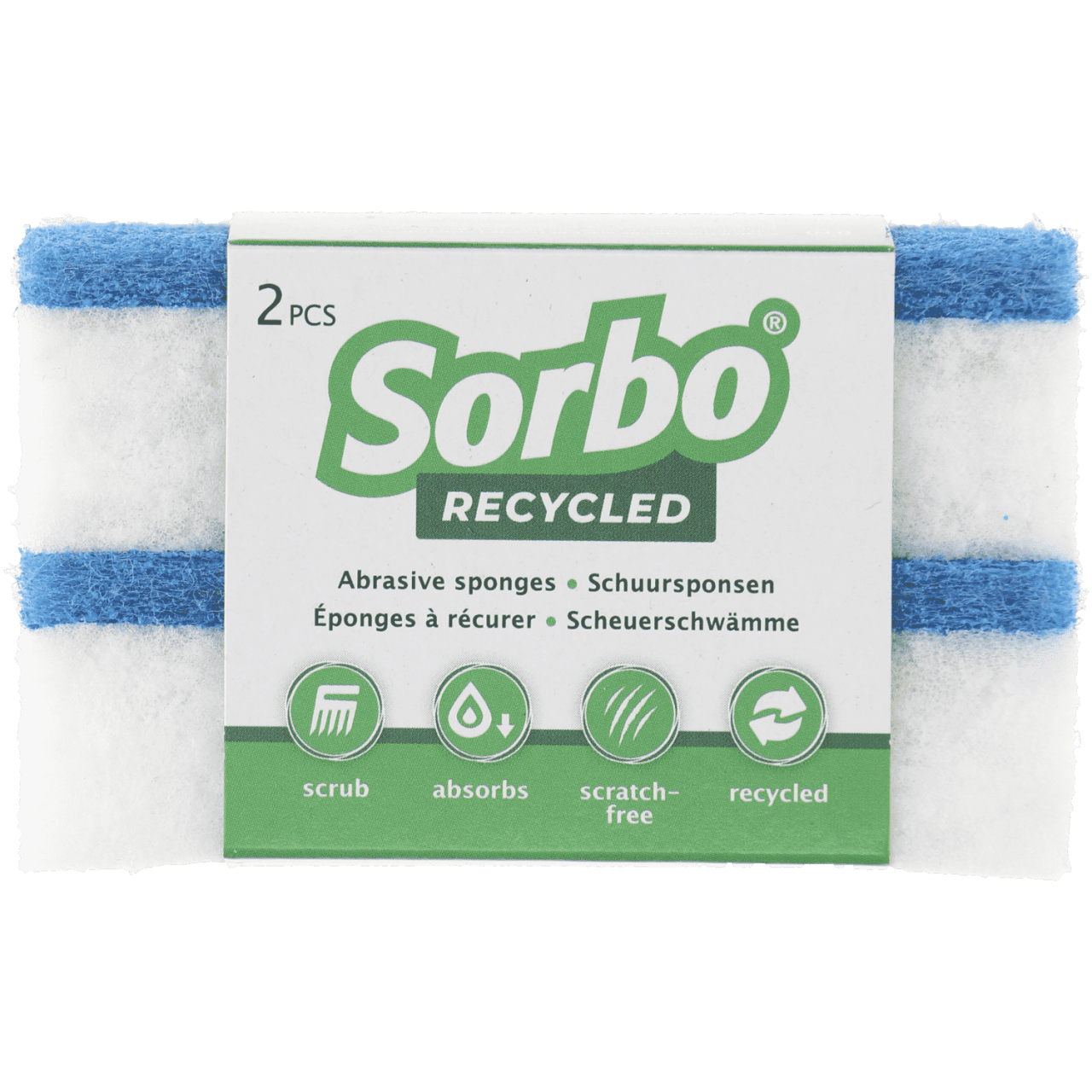 Sorbo Schuurspons Recycled krasvrij, 2 stuks