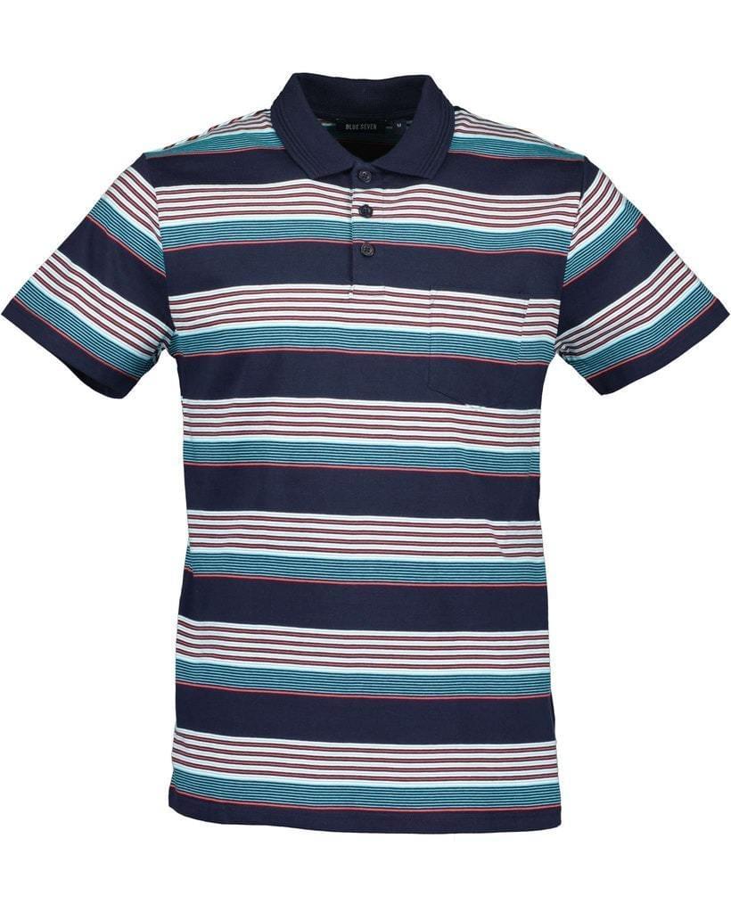 Blue Seven Striped Polo Heren Donkerblauw