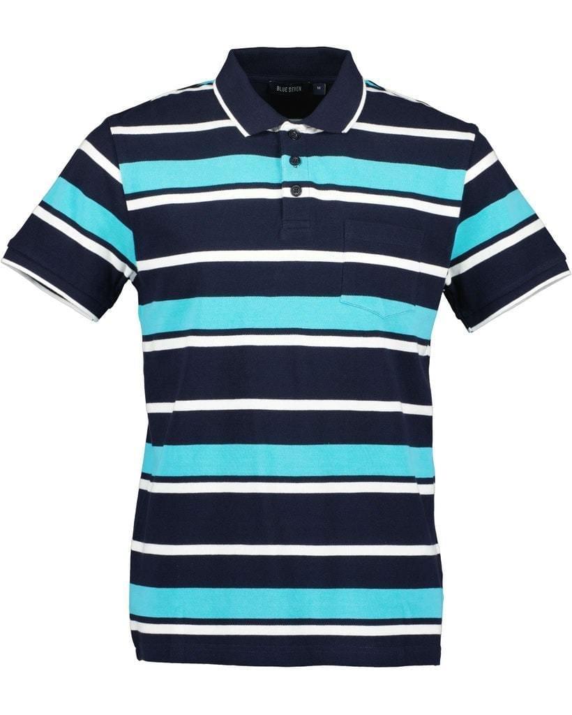 Blue Seven Striped Polo Heren Donkerblauw