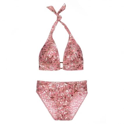 Mila Ladies bikini halter with lining softcup and buckles, foil print mt. 36 Blushed