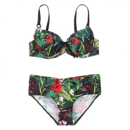 Mila Ladies bikini with ringstraps CUP E, Mila tag mt. 36 Forest green multicolour