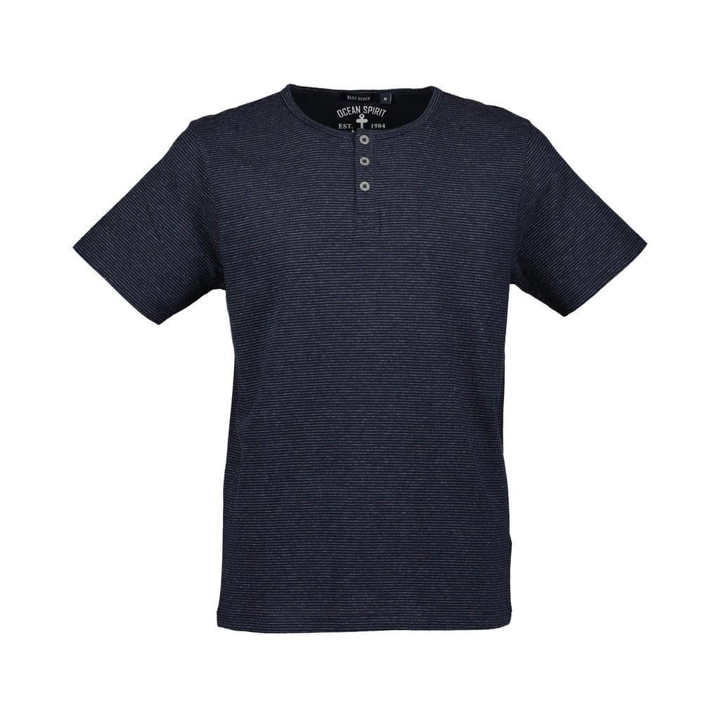 Blue Seven Button T-Shirt Heren Donkerblauw