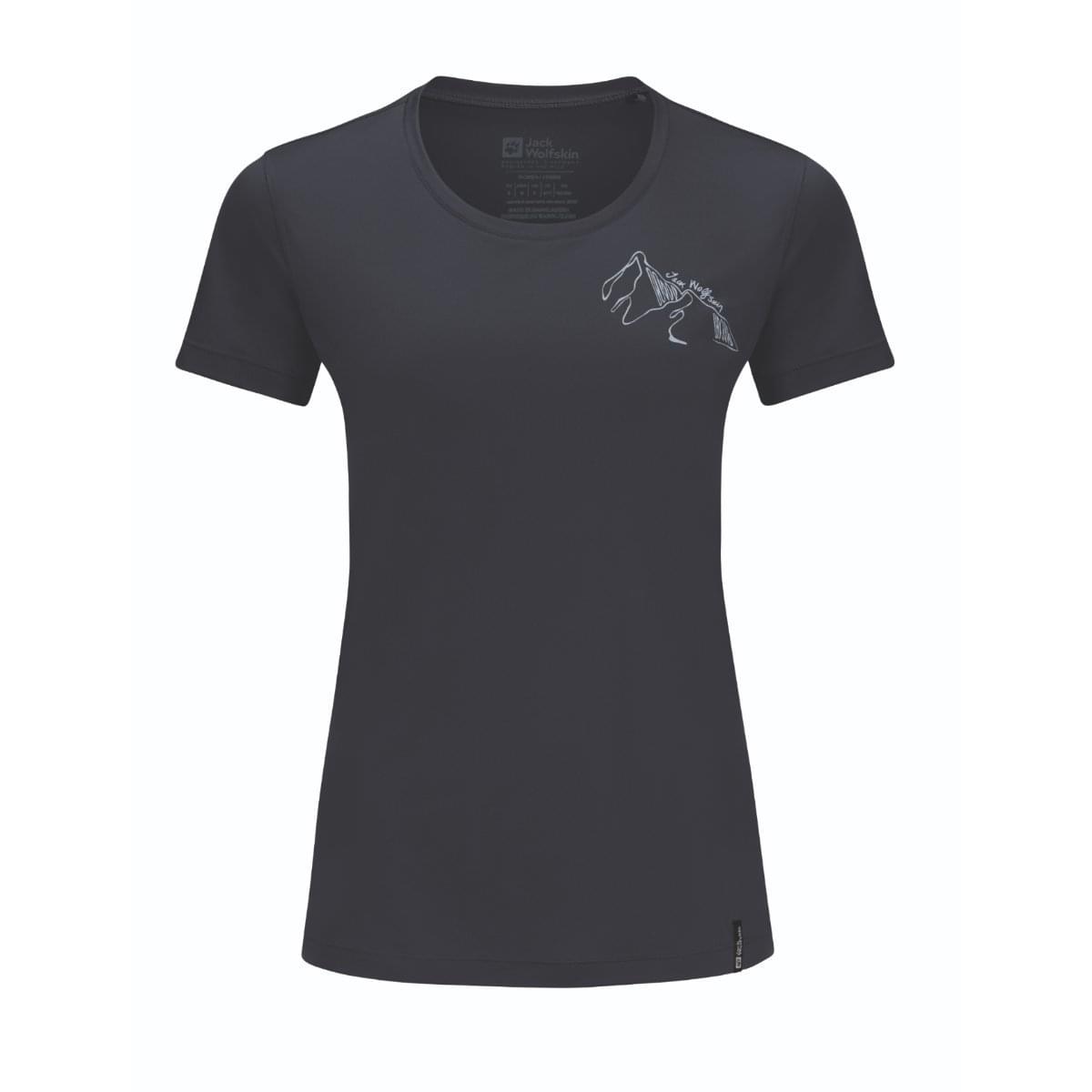 Jack Wolfskin Peak Graphic T-shirt Dames Donkerblauw