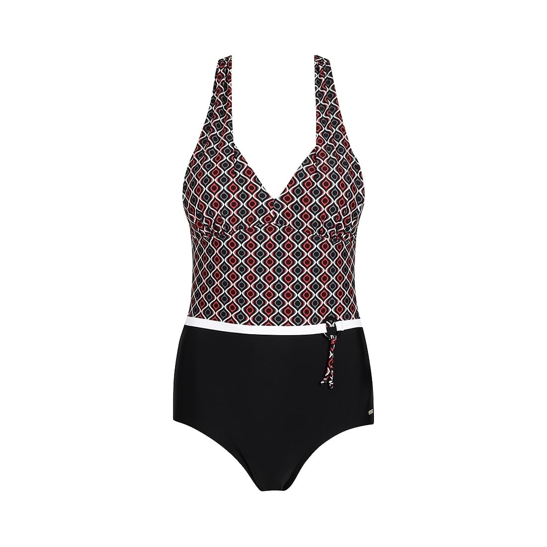 Mila - Ladies halter swimsuit Mt. 38 Black en Red