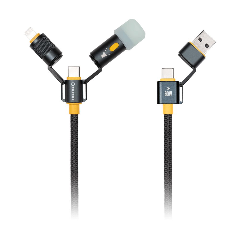 WakaWaka - Connect 5-in-1 USB-C en USB-A Oplaadkabel met Zaklampfunctie